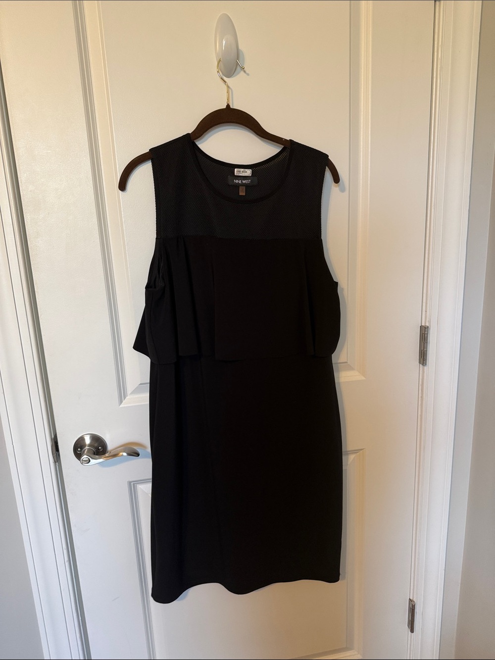 Nine West Black Layered Shift Dress Size 12 Career Office Cocktail
